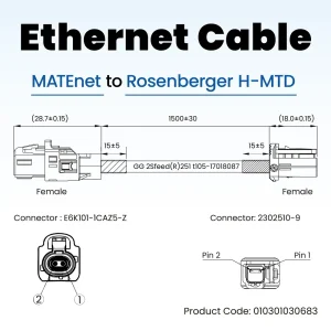 Ethernet Cable - Rosenberger MATEnet Female to H-MTD Female